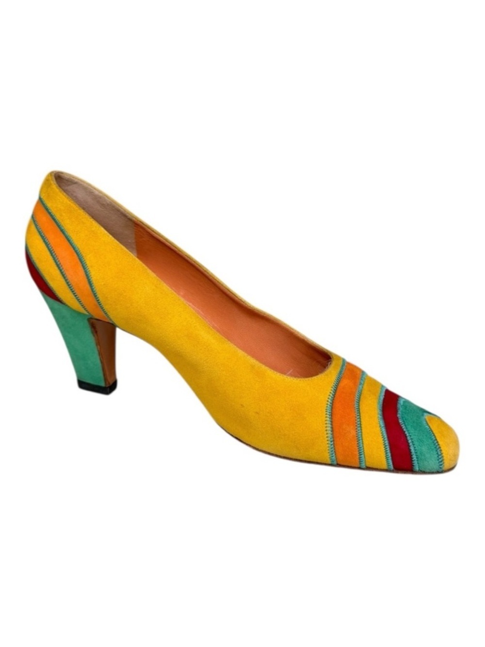 Philippe Model Suede Multicolor Colorblock Heels 37.5 (Fits US 8–8.5)